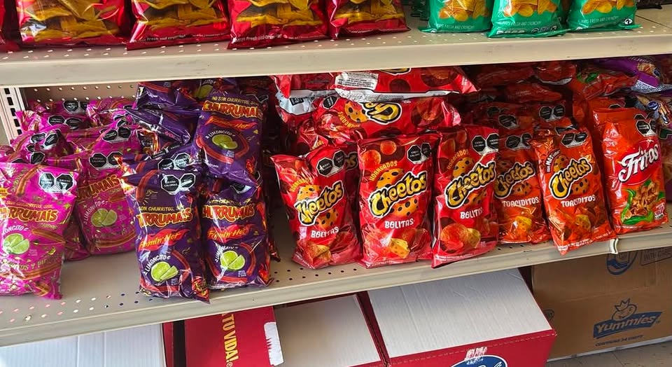 Guatemalan snack and candy shelf